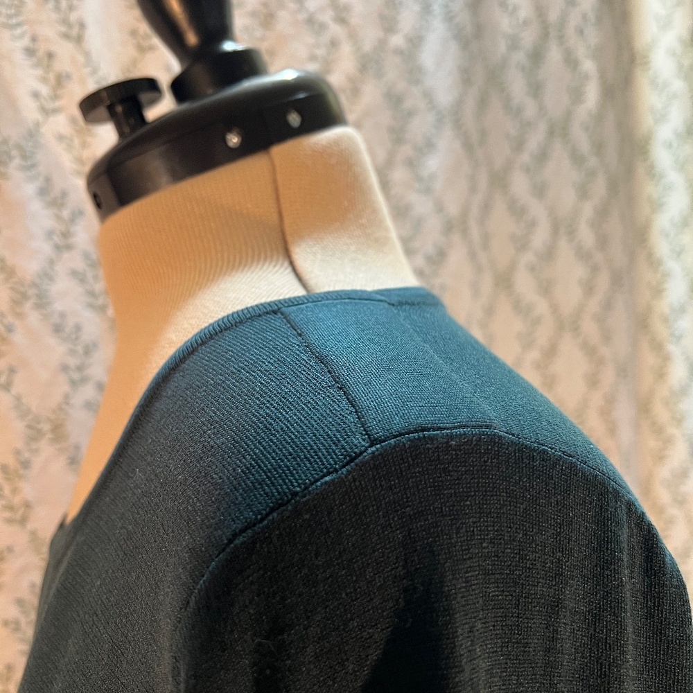 Doncaster Teal Green Silk Jersey Knit Long-Sleeve Shirt - Picture 7 of 9